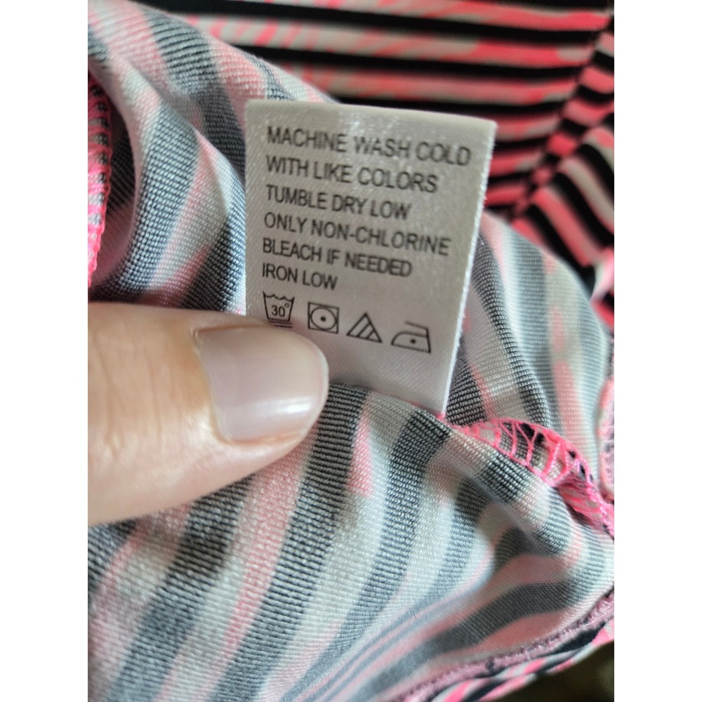 Tail White Label Women's Medium Quarter Zip Pullover Pink Black Striped Golf Top - Picture 5 of 8